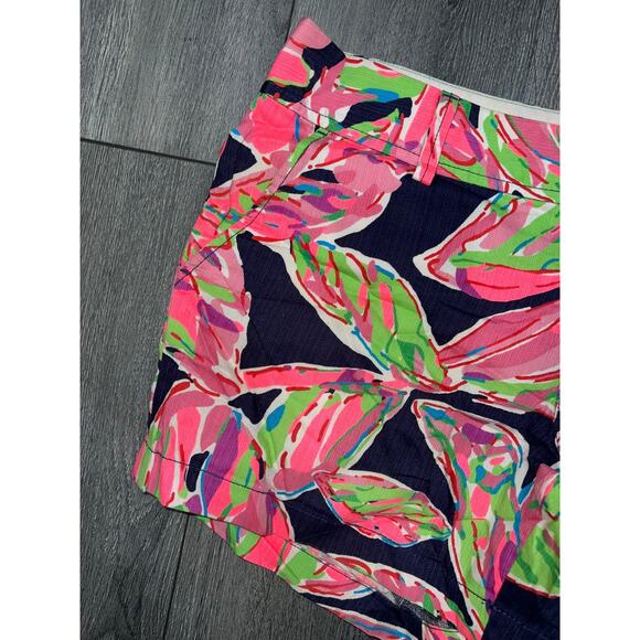 Lilly Pulitzer Print Callahan Shorts Navy Pink Green Tropical Size 10 A003140 - Picture 2 of 8